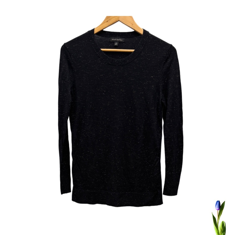 Banana Republic Long sleeve shirts (sweater) Sparkle Shimmer Black gold Crewneck